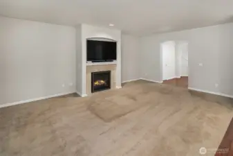 Gas Fireplace to warm your space, tv stays!