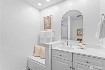 Main floor powder with a shower just off the laundry.  Perfect for showering off after a pool day