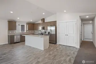 Living area and kitchen