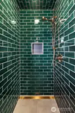 primary shower with custom tile
