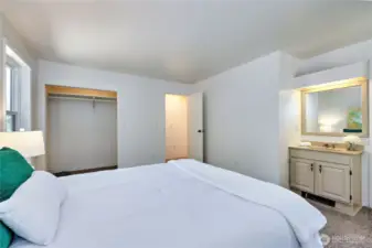 Built in closet and bathroom.