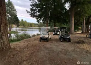 Drive your golf cart to from cart to lake and stop by the private restaurant and lounge