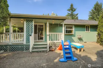 Enjoy the wrap around covered porch all year long and the huge back patio with plenty of room for relaxing and entertaining.
