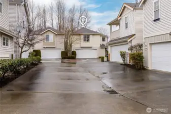 This condo is tucked away at the end of a cul de sac, offering more privacy and less vehicular traffic in front of the home