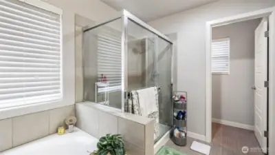 Another view of the primary bath with a large shower.