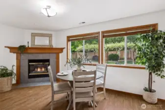 Enjoy the serene greenspace view while dining.