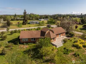 Arial View looking north at back of the house