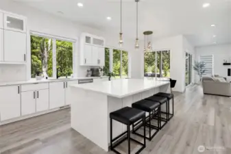 Kitchen all looking onto your private backyard.