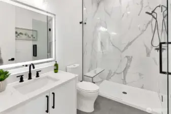 Main bathroom with gorgeous  custom built  shower