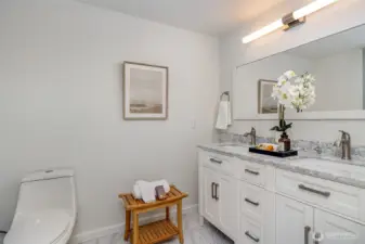 Primary bathroom with double sink