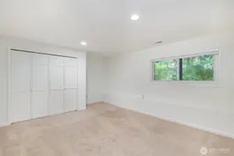 Lower level bedroom with large closet