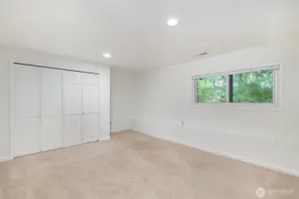 Lower level bedroom with large closet
