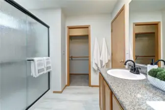 Primary bath and walk-in closet.