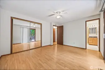 Generous closet space in the primary bedroom offers excellent storage and easy organization.