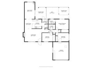 Thoughtfully designed floor plan showcasing the home’s smart layout and room dimensions—perfect for visualizing flow and functionality. This view highlights spacious living areas, well-proportioned bedrooms, and seamless transitions between spaces. A great tool for planning furniture placement and understanding the scale of the home.