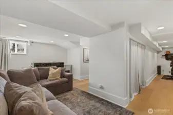 Finished basement offering additional living space, with flex area to the right