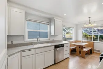 Kitchen with nook for breakfast/coffee.