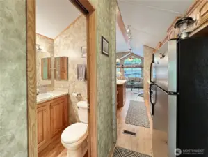 View down the hall towards living room