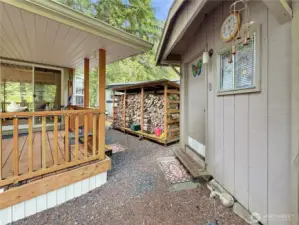 Walkway & wood storage area