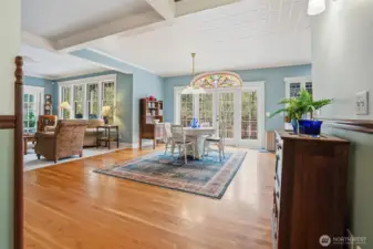 Gorgeous hardwood flooring, tin ceiling, stained glass accents....there is so much to love about this amazing home.