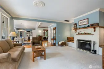 Another view of this lovely gathering space looking back towards the kitchen, nook, and dining room.