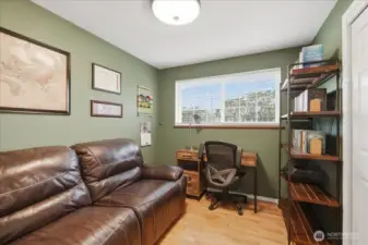 Bedroom three currently being used as a home office.