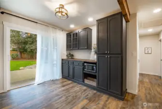 Dining - built-in pantry and buffet w/ butcher block countertop