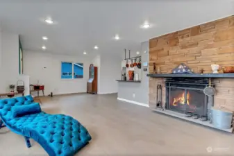 Fireplace with Mantle in the Living Room