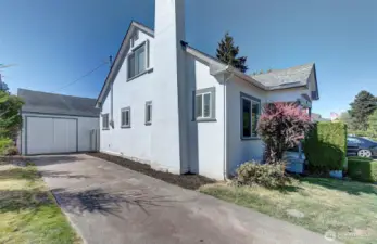 Garage door facing driveway