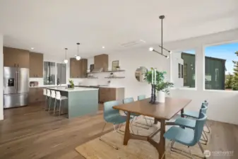 Full sized dining area is large enough for hosting large gatheriings.