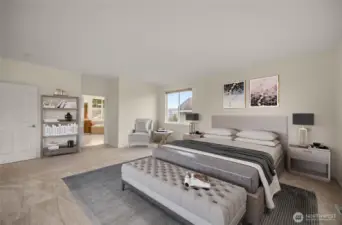 Large primary bedroom. Virtual staging.
