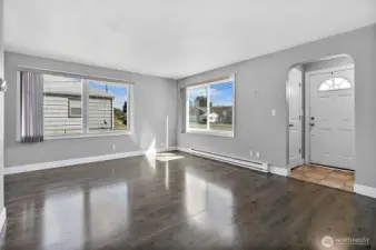 Entry way with coat closet.
