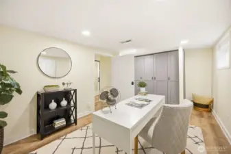 Closet has organizing system.  Great guest bedroom, home office or gym.