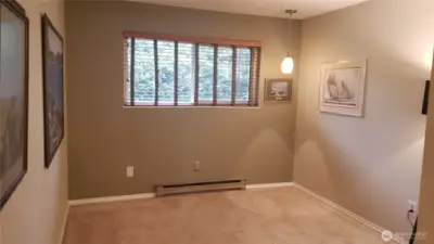 Guest room  looks out to quiet hillside.