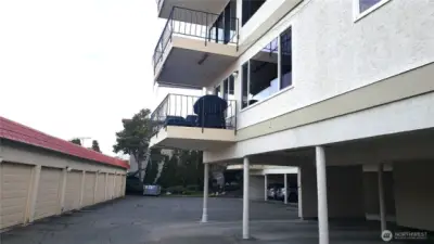 Wonderful space to chat with neighbors or pick  plums and rhubabrb from the garden space at the far end.