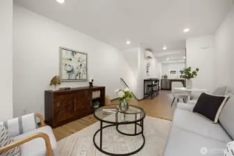 Seamless flow from living to kitchen makes entertaining effortless.