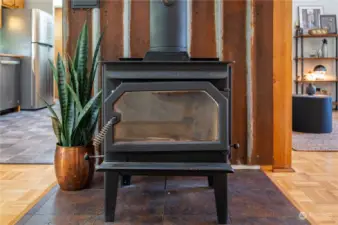 This wood stove will bring warmth and coziness during those winter months