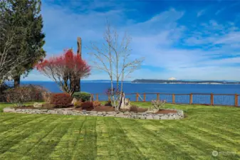 View facing East with Whidbey Island, Foul Weather Bluff and Mount Baker in the background.