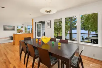 The dining area easily accommodates a party of 8 or 10.