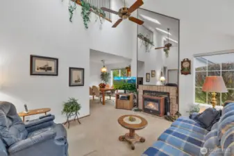 Upon entering home the living room has an inviting atmosphere with tall ceilings and lots of light.