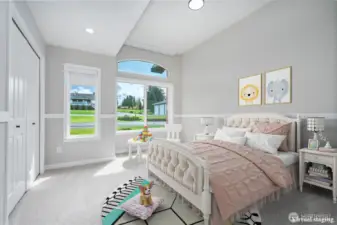 Virtually staged bedroom.