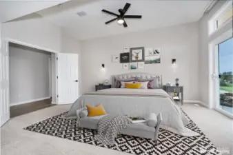 Virtually staged primary suite