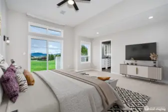 Virtually staged primary suite
