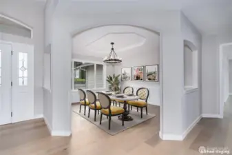 Virtually staged dining room.
