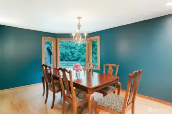 An elegant formal dining room.