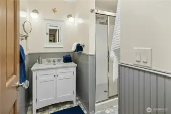 Recently remodeled bathroom with walk-in shower