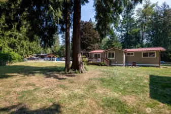 Plenty of space in the back yard of this nearly 1/2 acre lot
