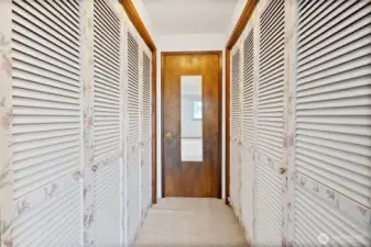 Closet area in primary bedroom