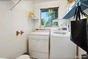 Laundry room with additional toilet.