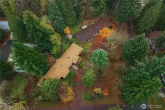 Aerial - 4 units, this is the upper half of the brown roof building.